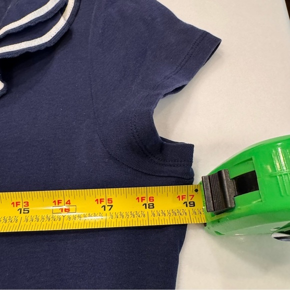 Lauren Ralph Lauren navy blue w/Ruffled V-Neck with white accents Size large - Picture 5 of 7